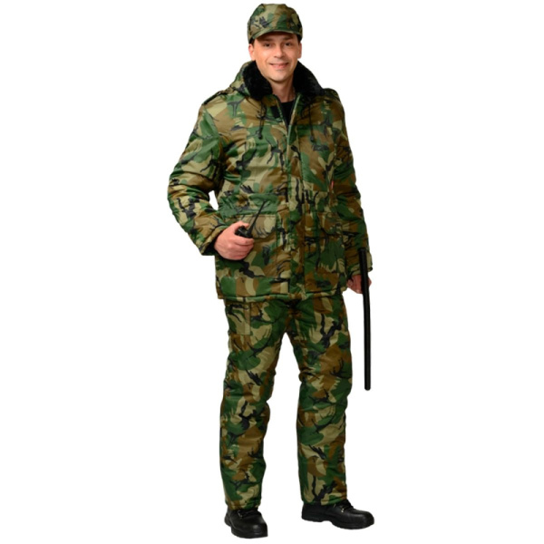 Костюм зимний мужской Охранника КМФ лес куртка+п/комб.